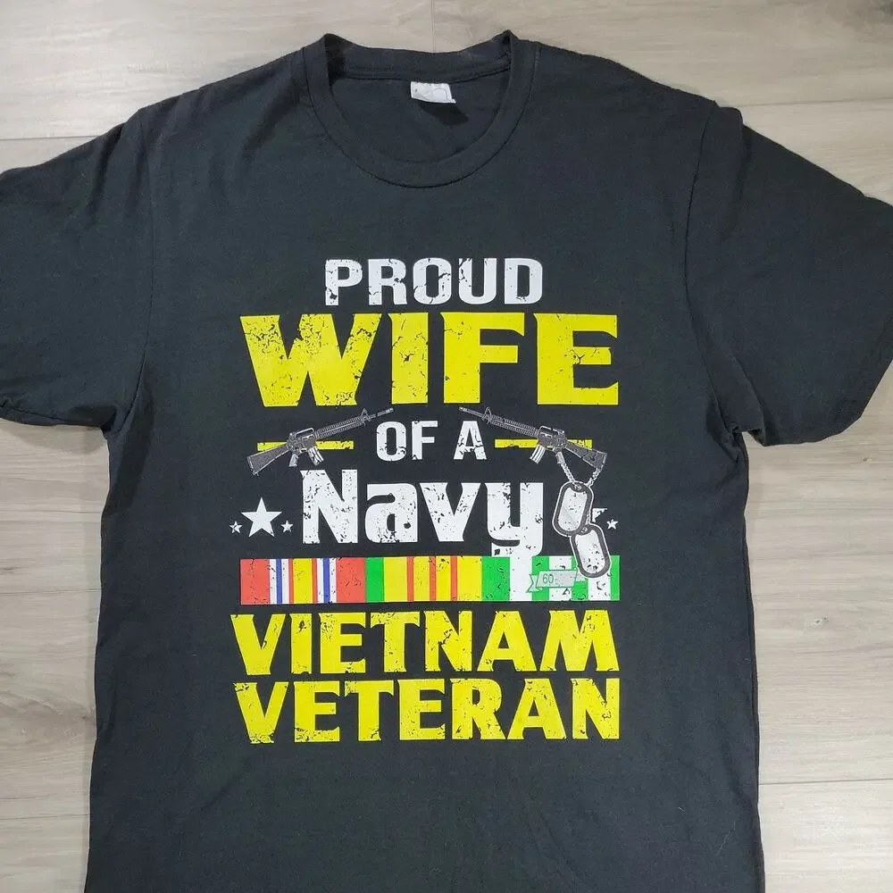 Vietnam Veteran Graphic T-Shirt Men's Large Black Short Sleeve